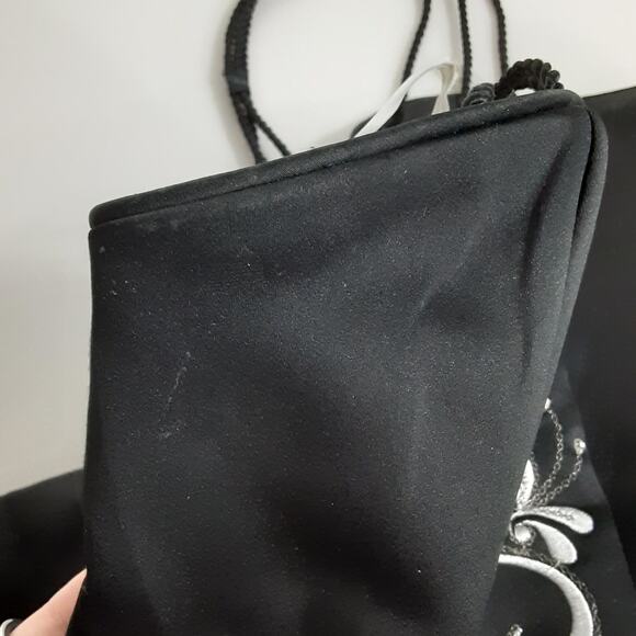 Vintage Scott McClintock 1980s Black Satin Ballgown Black Tie Evening Gown Sz 16 - Picture 11 of 14